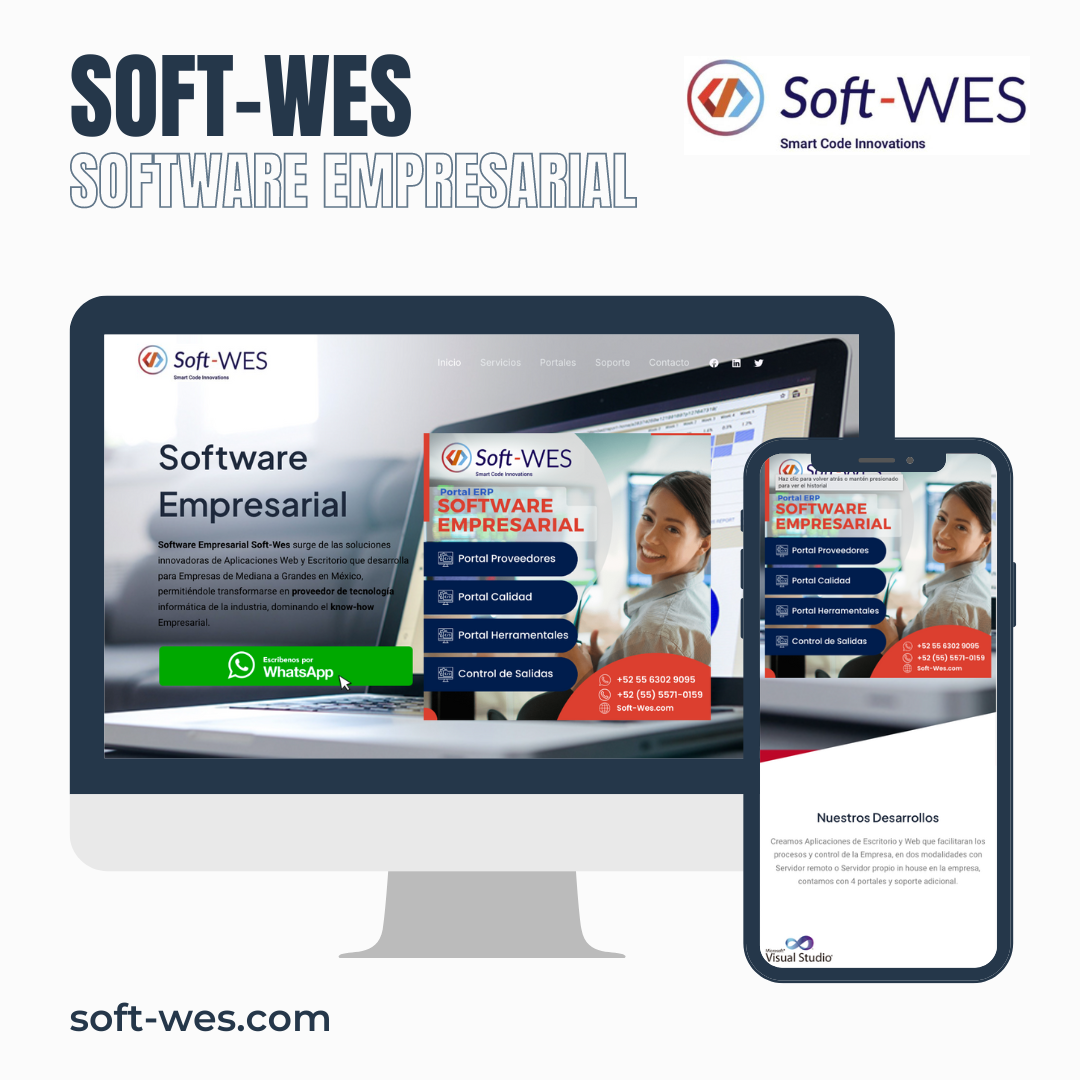 Proyecto Diseño de página web terminada entregada Cliente Soft-Wes Querétaro