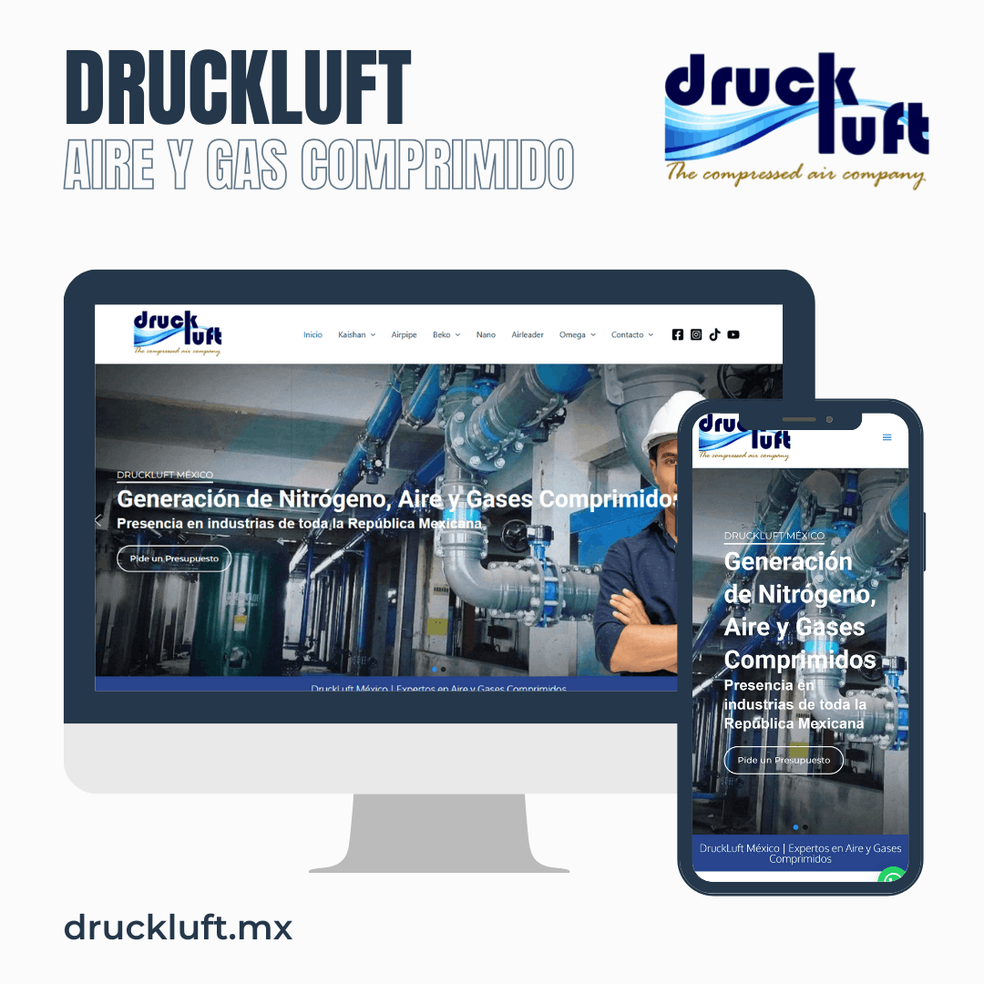 Proyecto Diseño de página web terminada entregada Cliente Druckluft Querétaro